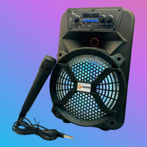 20W Wireless Bluetooth Portable Speaker with Wired Karaoke Mic, 5 Hour Playtime, RGB LED Light, Bluetooth V5.3, Easy Grab Handle, FM/USB/AUX in/TF Card, Type C Charging (Black)
